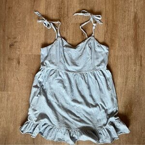 Old Navy chambray denim Ruffled tie strap dress clean soft girl size XXL